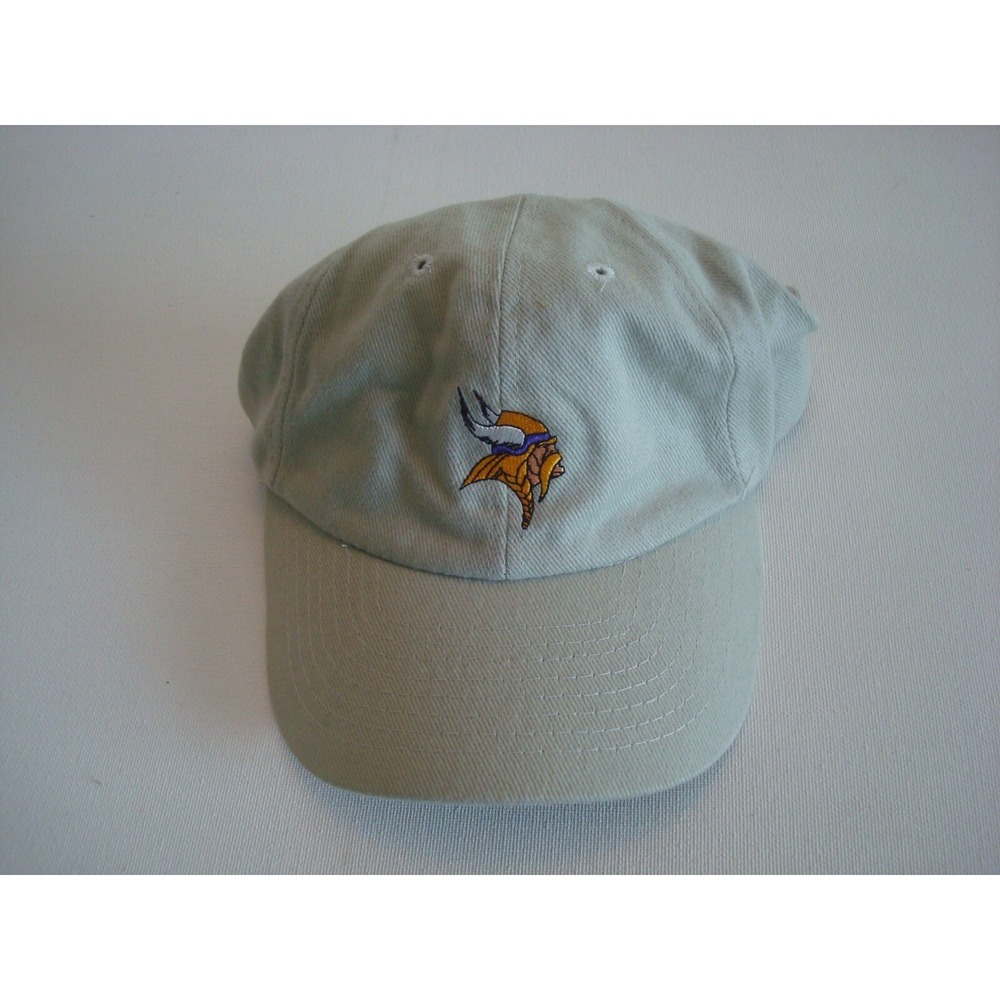 MINNESOAT VIKINGS KHAKI 00S STRAPBACK GOLF BEACH‎  DEADSTOCK HAT CAP VINTAGE A1